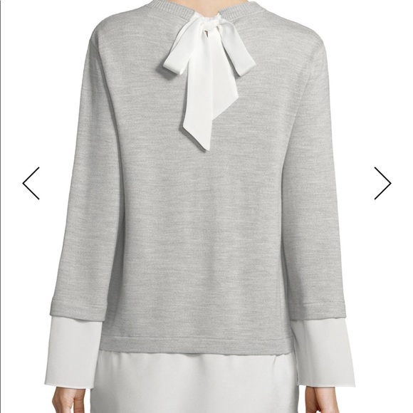 New St John Collection Fine Gauge Tie Back Sweater Wool Knit Oversized Fit - Picture 2 of 5